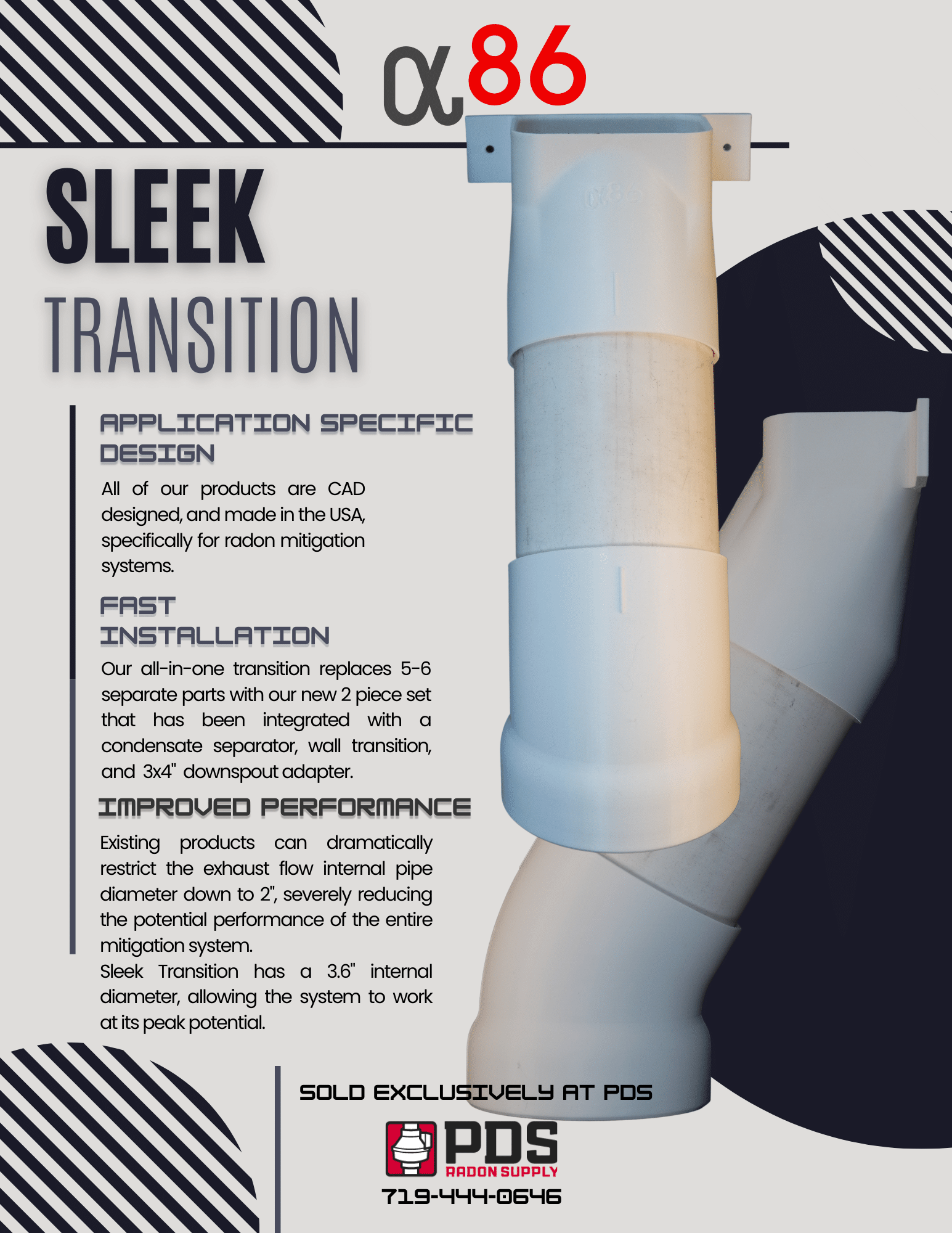 Sleek Transition downspout with condensate bypass Radon PDS