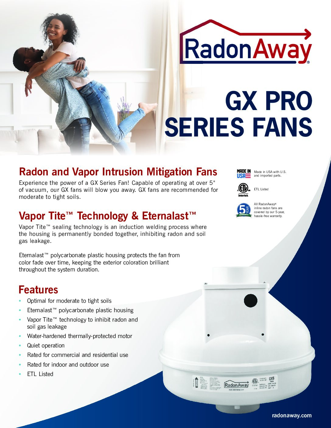 RadonAway GX5 PRO | PDS Radon Supply